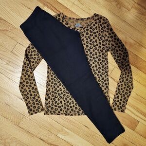 ThereAbouts Thermal Top & Straight Leg Fleece Pants SzM (10/12)